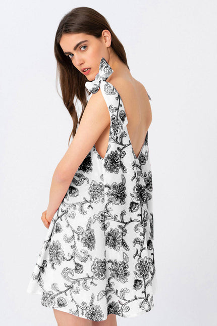 Elizabeth LaGre | Floral Embroidered Low Back Mini Dress