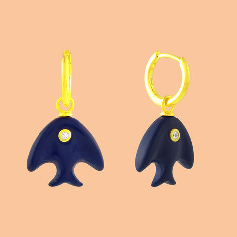 Arvino | Deep Blue Fish Echo Drop earrings