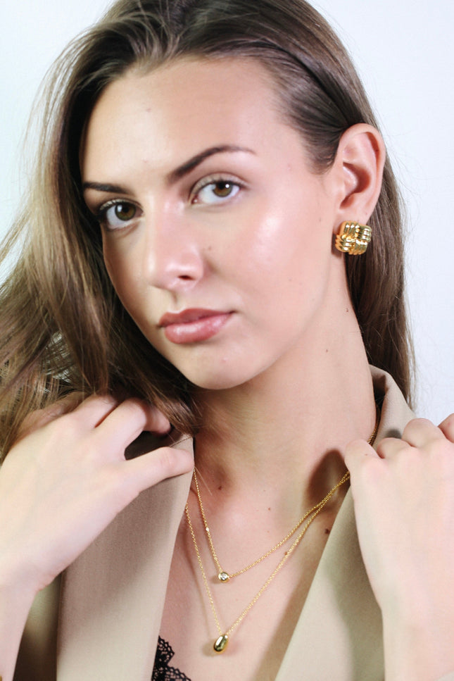 Miss Cecilia | Square Woven Ear Studs