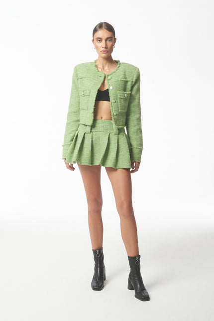 SOUR FIGS Bouclé Tweed Jacket in Pistachio Green