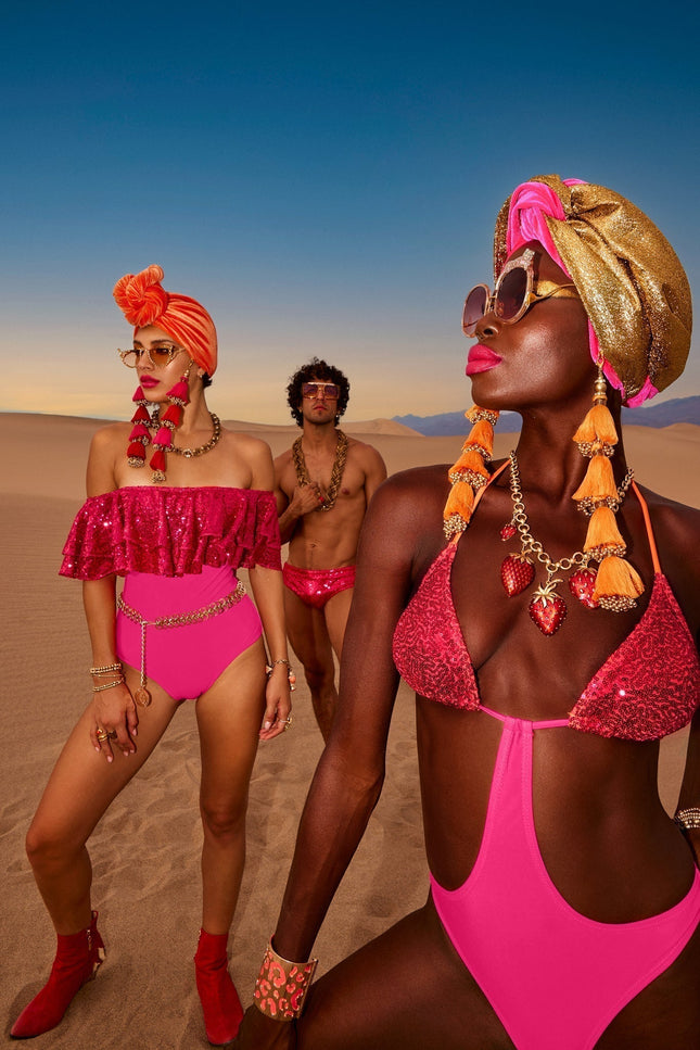 Julia Clancey I Hot Pink Sequin Monokini