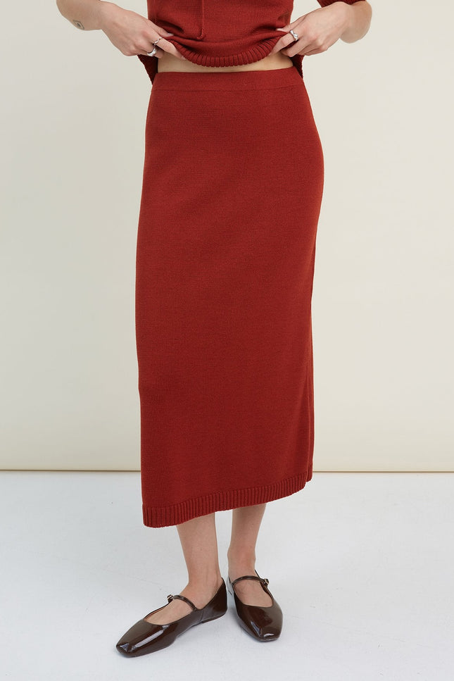 Monala | Knitted Merino Wool Skirt in Dark Blue