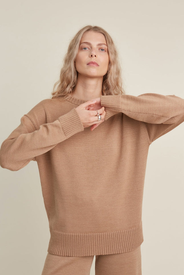 Monala | Crew Neck Merino Wool Knitted Sweater