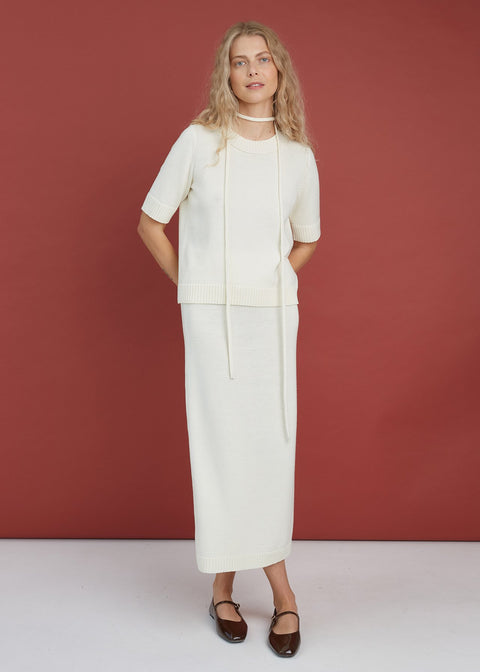 Monala | Merino Wool Skirt in Natural White
