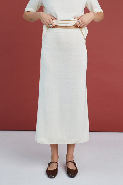 Monala | Knitted Merino Wool Skirt in Dark Blue