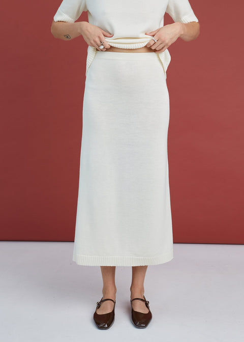 Monala | Merino Wool Skirt in Natural White