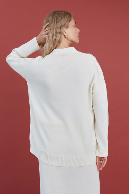 Monala | Button-Up Merino Wool Cardigan in Natural White