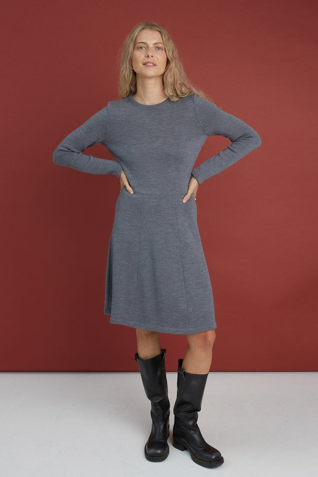Monala | Mini Knitted Merino Wool A-line Dress in Black