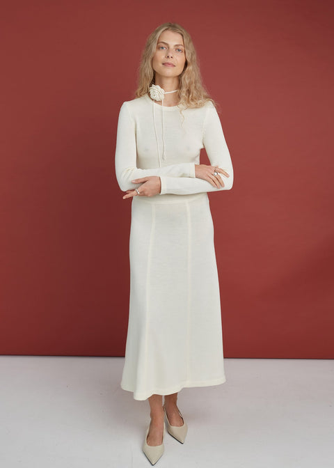 Monala | Midi sukienka z merino w kształcie litery A