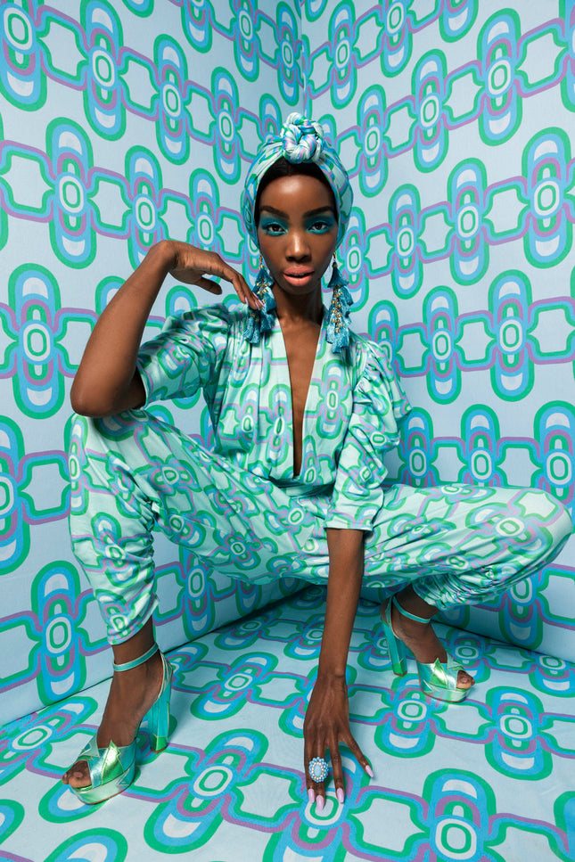 Julia Clancey I Gloria Olympia Aqua Organic Jumpsuit Set