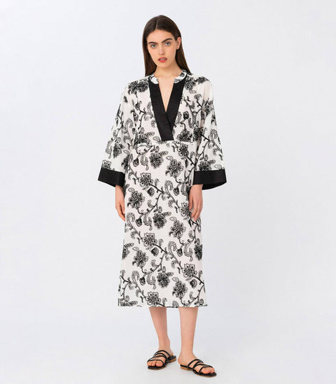 Elizabeth LaGre | Floral Embroidered Kaftan Dress