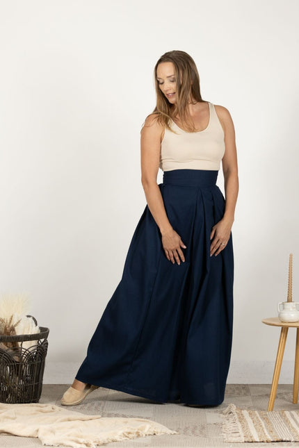 Lightweight gathered linen skirt