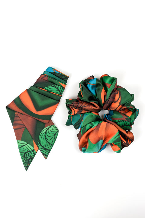 Janara Jones | Autumn Paisley Satin Twilly & Scrunchie Set