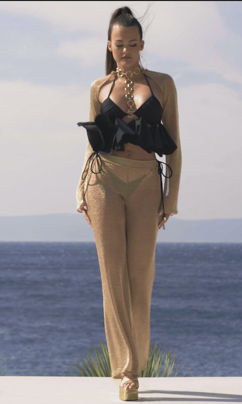 Antoninias | Nety Wide Leg trousers gold