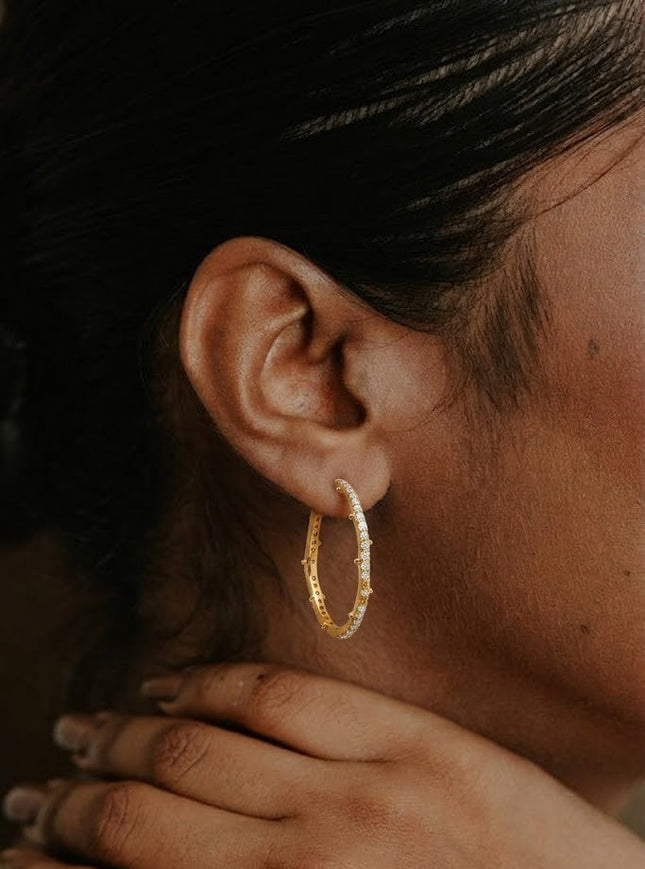 Arvino | Studded Hoop Earrings In 925 Sterling Silver