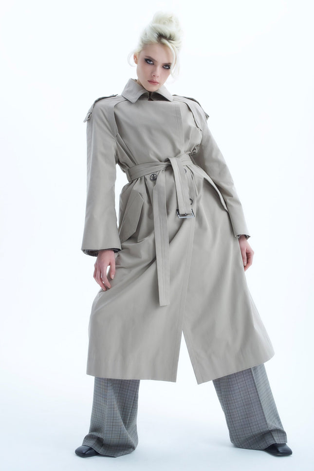 Ramune Piekautaite I BELTED TRENCH COAT SAND