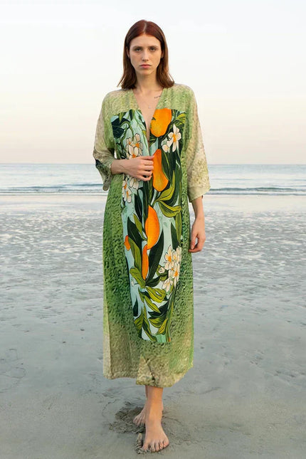 Fleur & Fruit Vintage Long Kimono
