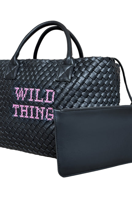 Wild Thing vegan woven handbag by Lilly Loves, featuring a stylish handwoven design and durable vegan material.
