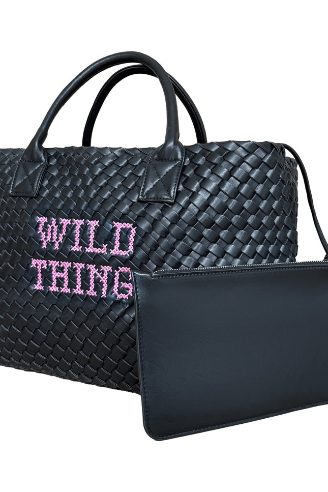Wild Thing vegan woven handbag by Lilly Loves, featuring a stylish handwoven design and durable vegan material.