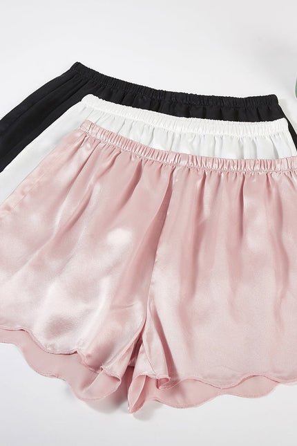Soft Strokes Silk | Dusty Rose Scallop Edged Pyjamas Shorts