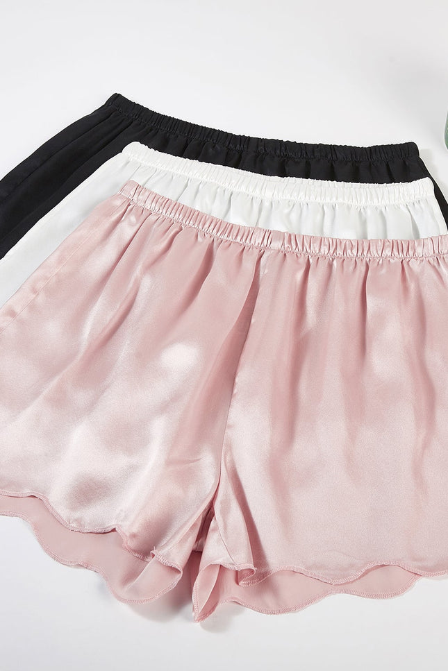 Soft Strokes Silk | Dusty Rose Scallop Edged Pyjamas Shorts