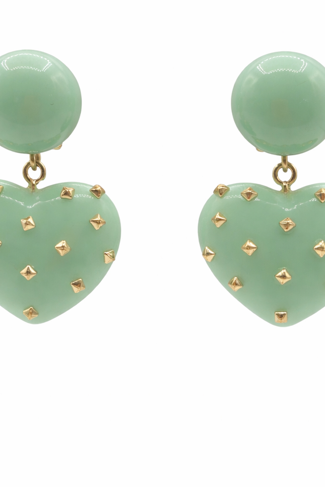 Michael Nash Jewelry | Lavinia Jade Resin Studded Heart Drop Earrings