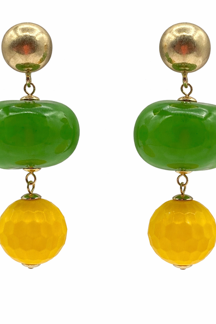 Michael Nash Jewelry | Analise Triple Green And Yellow Resin Pierced Earrings