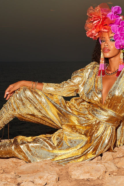 Julia Clancey I Gloria Gold Snakeskin Jumpsuit Set