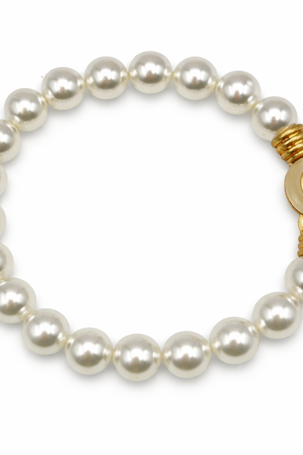 Michael Nash Jewelry | Caroline Pearl Resin Necklace With Crystal Faceted Stone Clasp