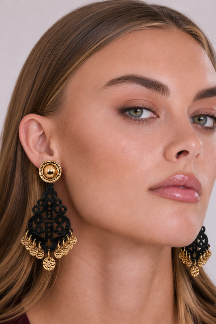 Alice Black Resin Cut Out Earrings