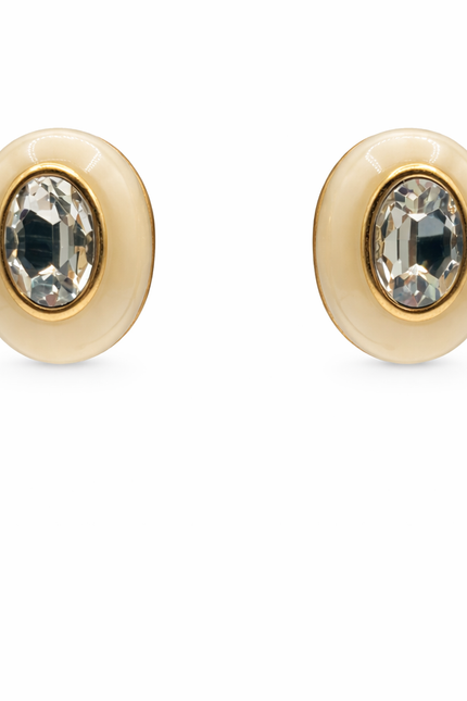 Michael Nash Jewelry | Stephanie Mother Of Pearl Resin Clip Earring With Crystal Glass Stone