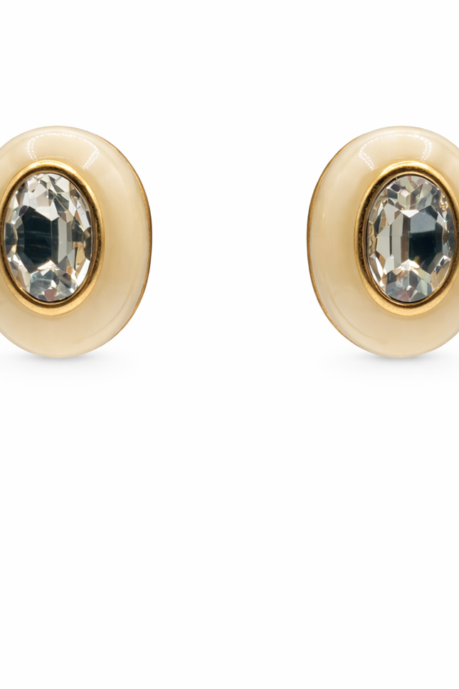 Michael Nash Jewelry | Stephanie Mother Of Pearl Resin Clip Earring With Crystal Glass Stone
