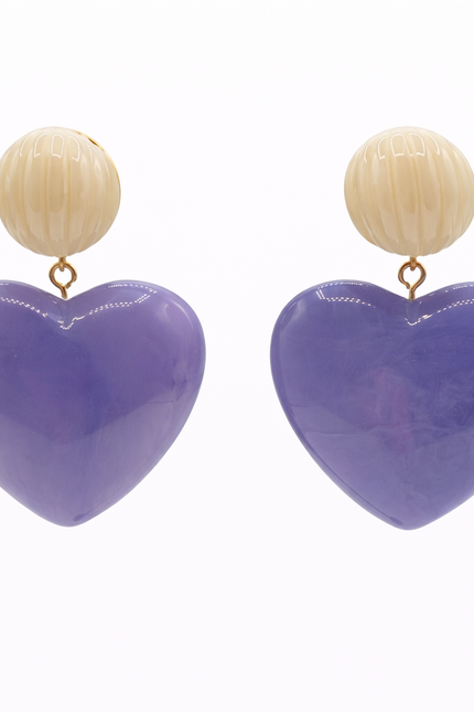 Michael Nash Jewelry | Amour Carved Mother Of Pearl Resin With Lavender Heart Drop Pierced Earrings