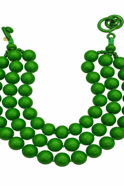 Michael Nash Jewelry | Georgiana Faceted Three Strand Green Resin Necklace