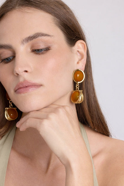 Michael Nash Jewelry | Agatha Amber And Rose Two Tone Drop Earrings