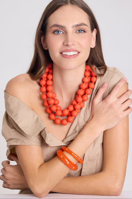 Michael Nash Jewelry | Georgiana Faceted Three Strand Orange Resin Necklace