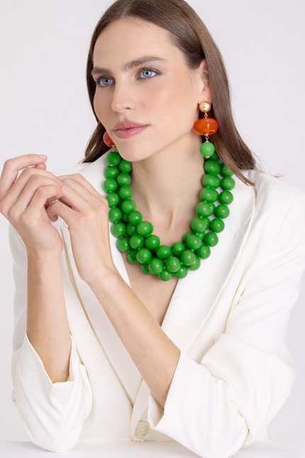 Michael Nash Jewelry | Georgiana Faceted Three Strand Green Resin Necklace