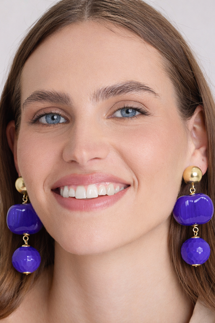 Michael Nash Jewelry | Analise Triple Purple Resin Drop Pierced Earrings