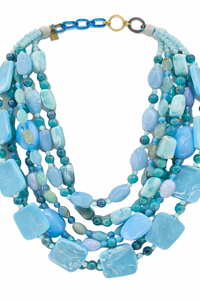 Michael Nash Jewelry | Otilia Multi Strand Shades Of Blue Resin Beads
