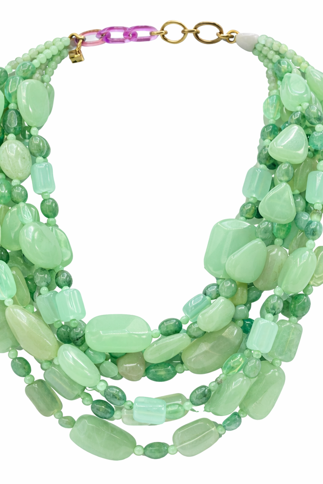 Michael Nash Jewelry | Otilia Multi Strand Shades Of Jade Resin Beads