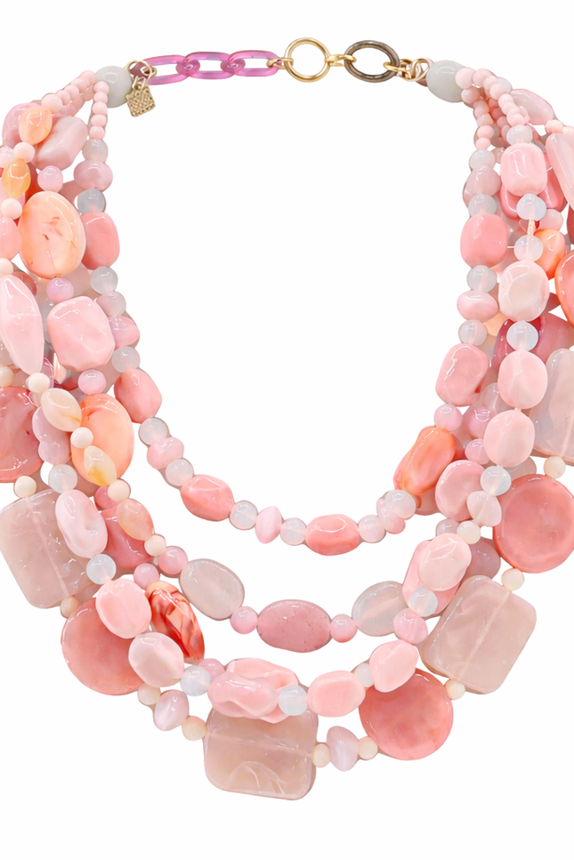 Michael Nash Jewelry | Otilia Multi Strand Shades Of Pink Resin Beads