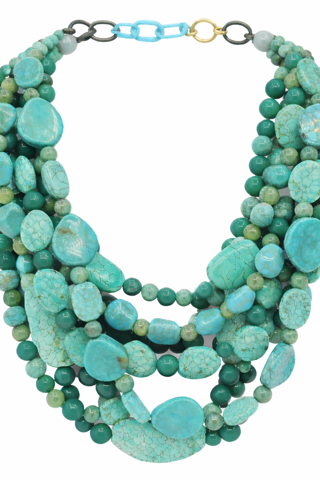 Michael Nash Jewelry | Otilia Multi Strand Shades Of Turquoise Resin Beads