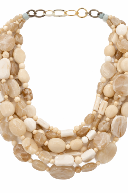 Michael Nash Jewelry | Otilia Multi Strand Shades Of Ivory Resin Beads