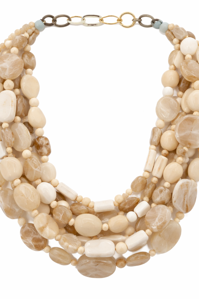 Michael Nash Jewelry | Otilia Multi Strand Shades Of Ivory Resin Beads