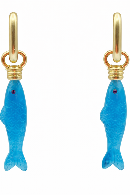 Michael Nash Jewelry | Fish Turquoise Blue Resin Drop Earrings