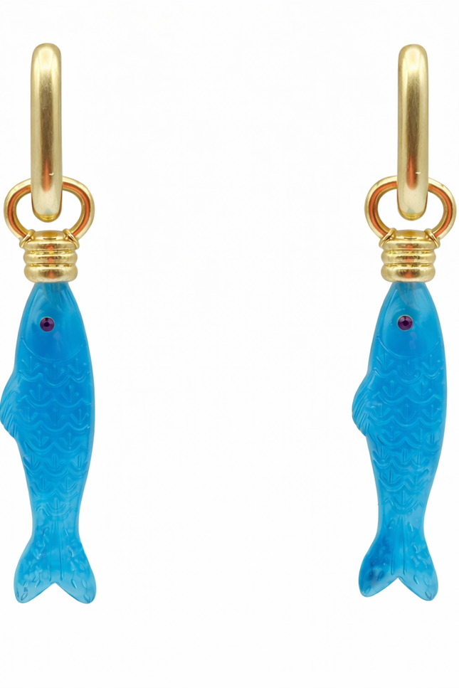 Michael Nash Jewelry | Fish Turquoise Blue Resin Drop Earrings
