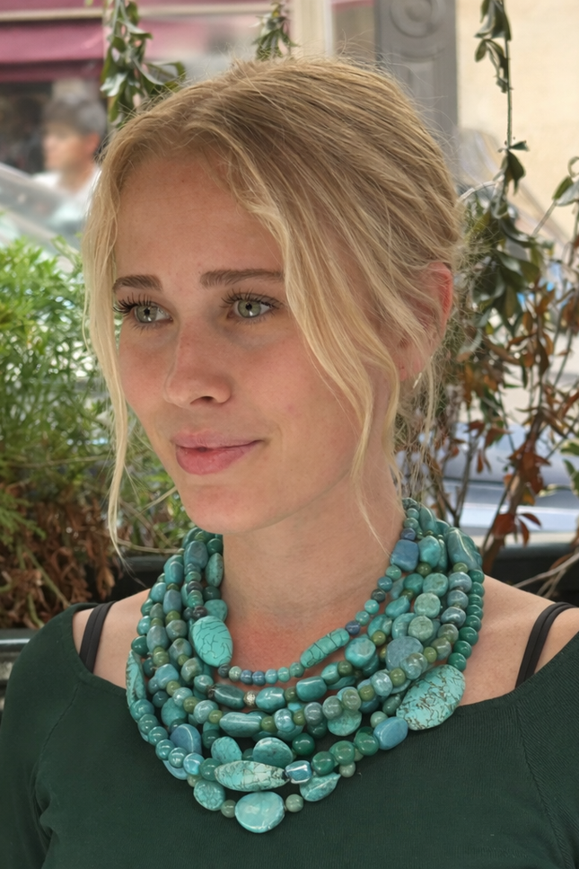 Michael Nash Jewelry | Otilia Multi Strand Shades Of Turquoise Resin Beads