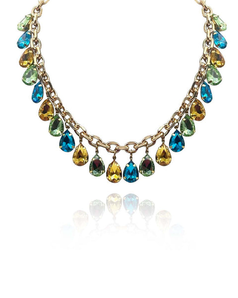 Michael Nash Jewelry | Multi Color Gold Plate Crystal Necklace