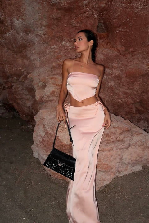 Say no more I Gia Satin Set Sorbet