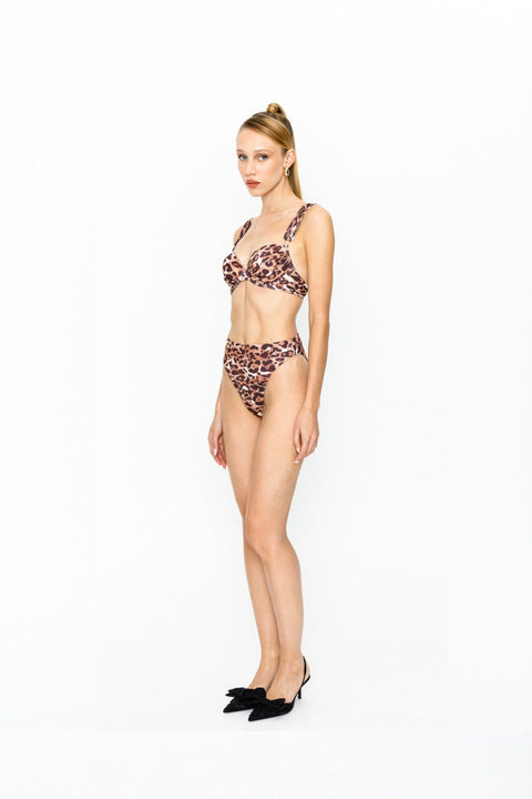 Say no more I Amare Animal Print Push Up Marszczony zestaw bikini